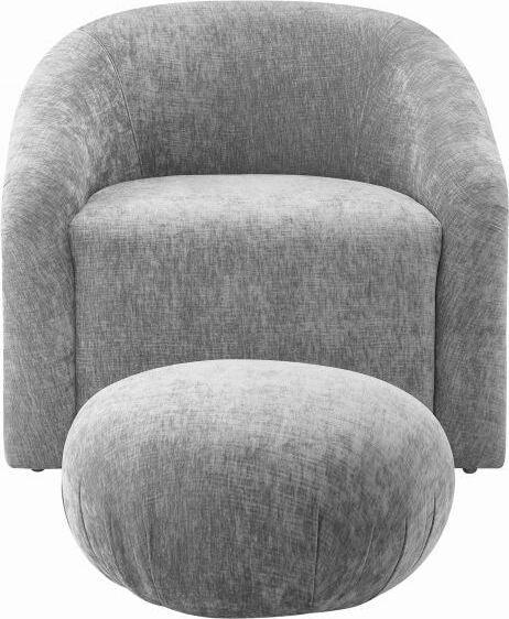 Tov Furniture Living Room Sets - Boboli Grey Chenille Chair + Ottoman Set