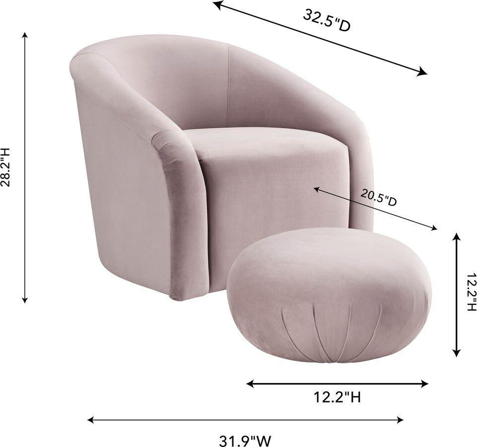 Tov Furniture Living Room Sets - Boboli Mauve Velvet Chair + Ottoman Set Mauve