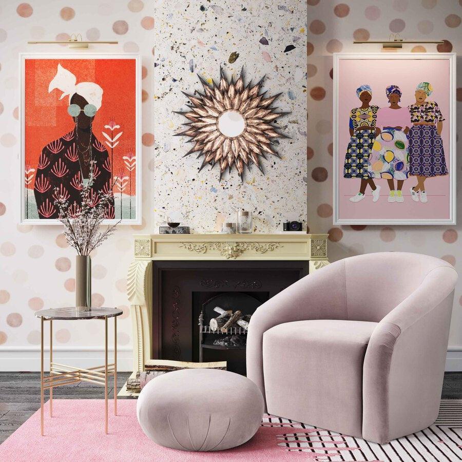 Tov Furniture Living Room Sets - Boboli Mauve Velvet Chair + Ottoman Set Mauve