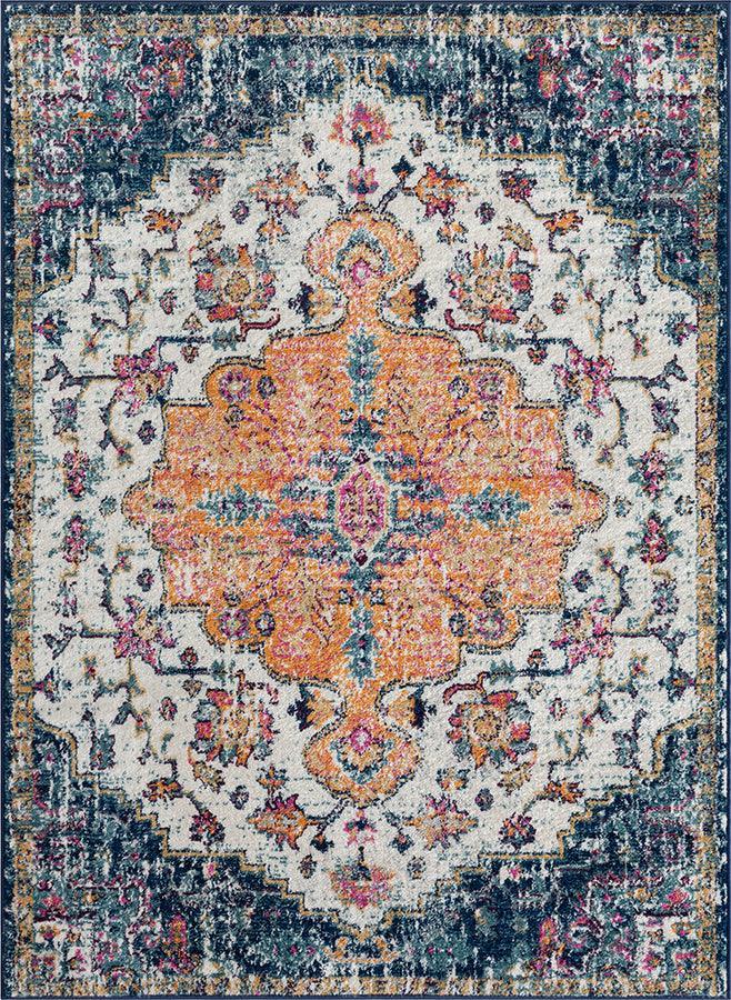 Olliix.com Indoor Rugs - Boho Medallion Woven Area Rug Blue Multi MP35-8056