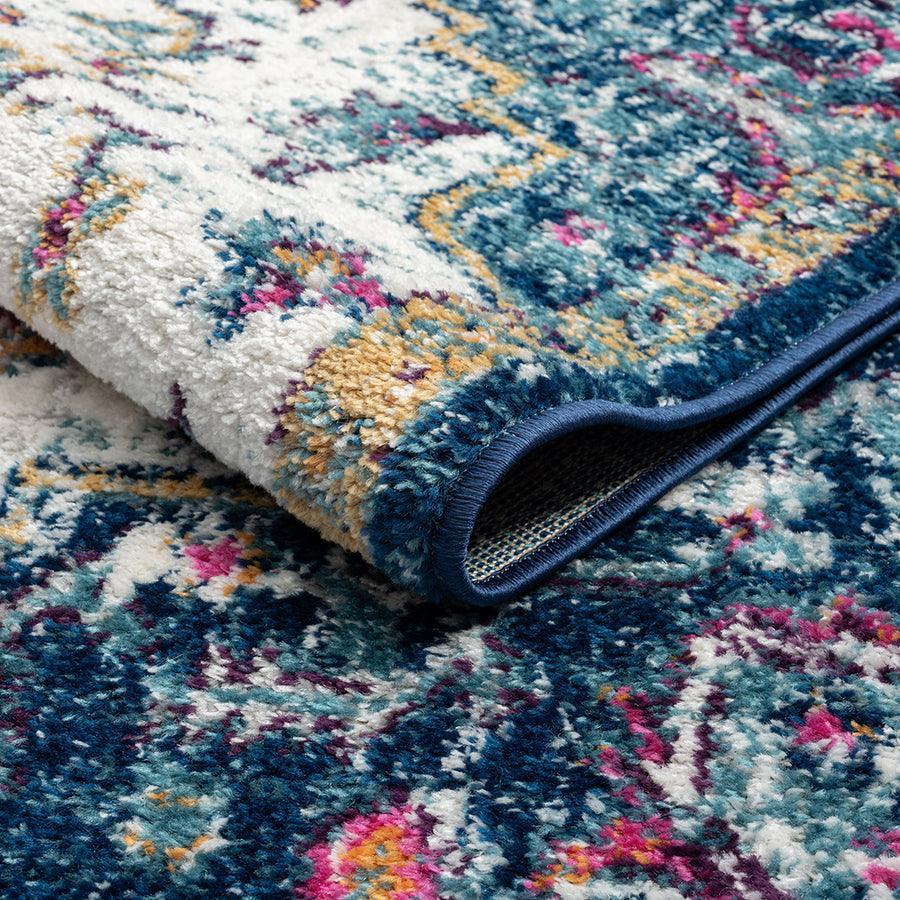 Olliix.com Indoor Rugs - Boho Medallion Woven Area Rug Blue Multi MP35-8056