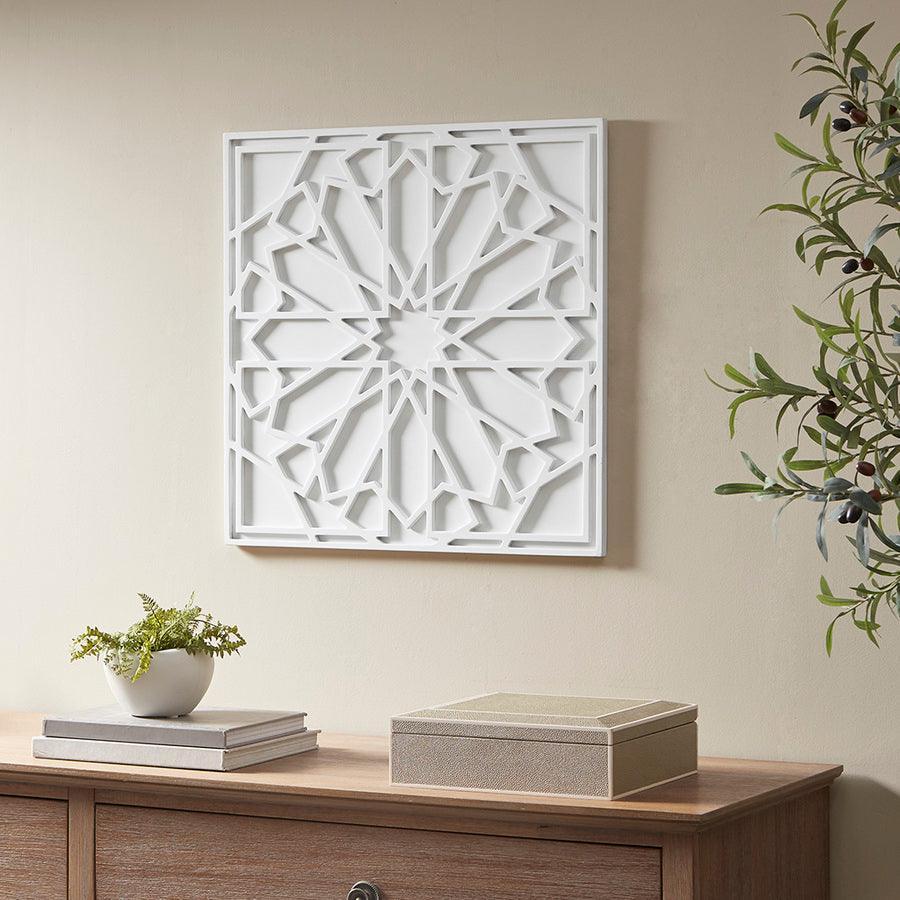Olliix.com Wall Art - Boho Notion Square Carved Wall Panel Offwhite