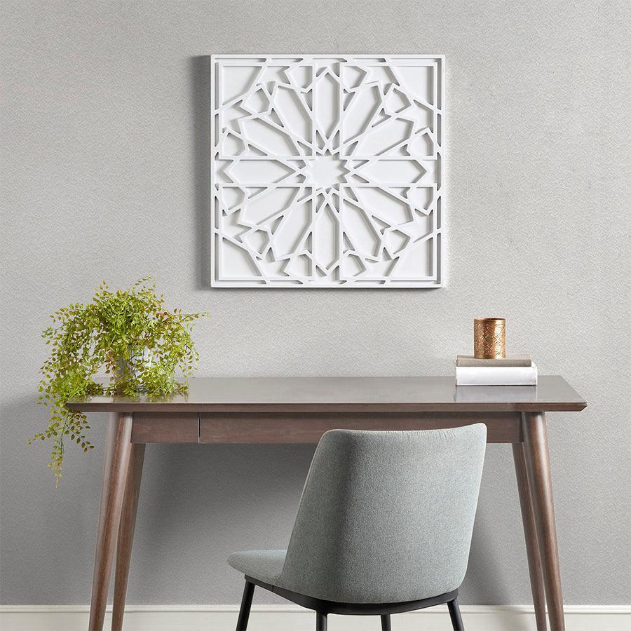 Olliix.com Wall Art - Boho Notion Square Carved Wall Panel Offwhite