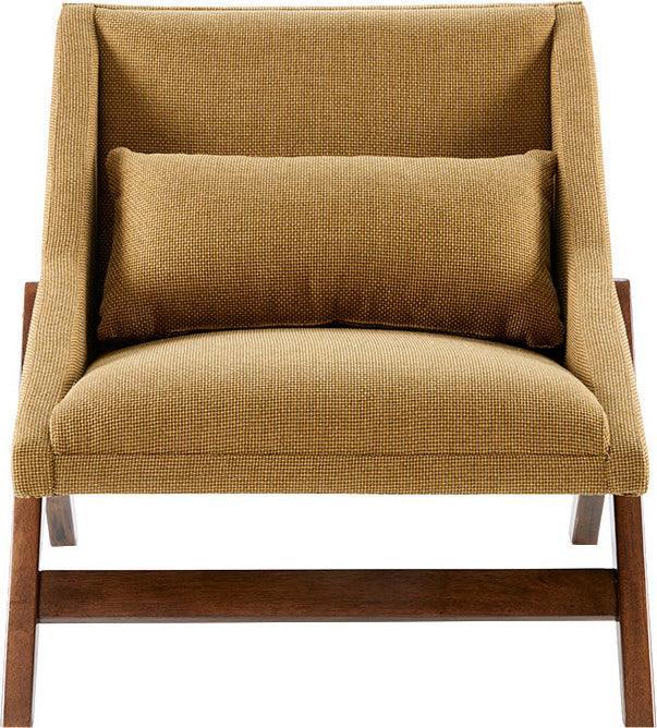 Olliix.com Accent Chairs - Boomerang Accent Chair Mustard Yellow & Pecan