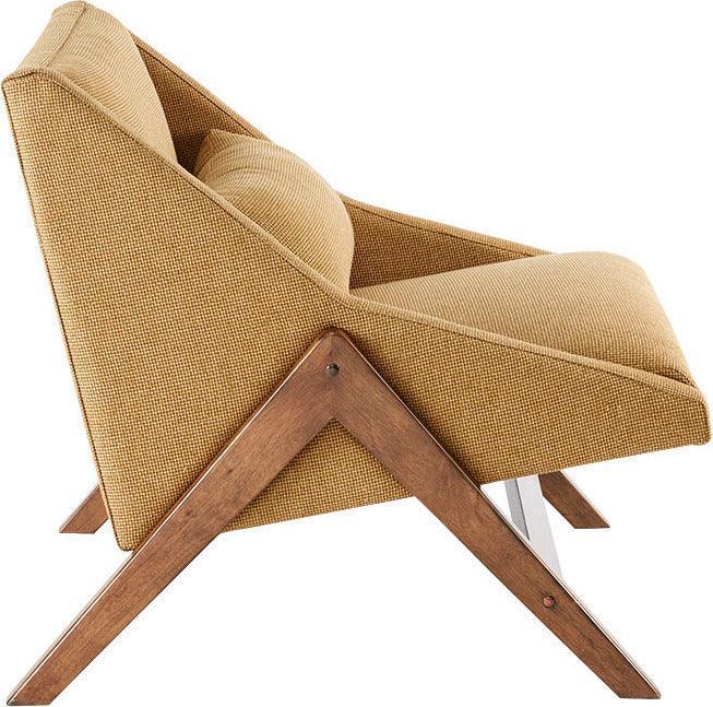 Olliix.com Accent Chairs - Boomerang Accent Chair Mustard Yellow & Pecan