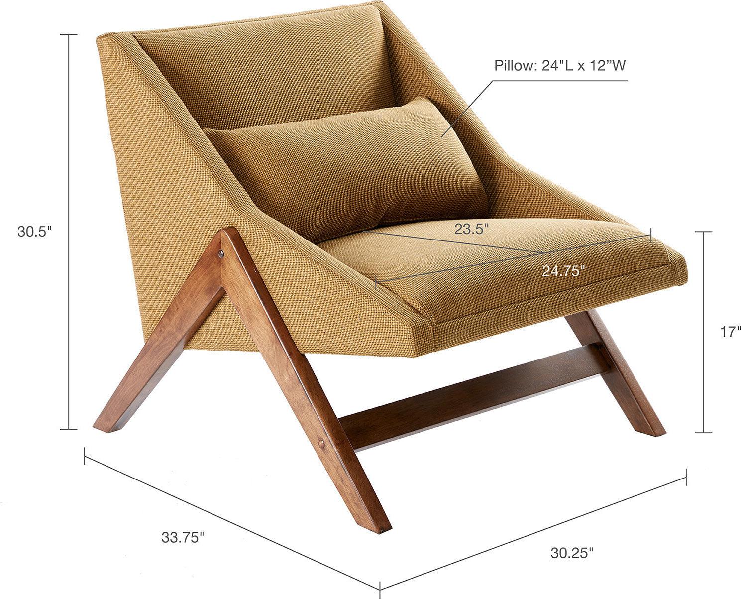 Olliix.com Accent Chairs - Boomerang Accent Chair Mustard Yellow & Pecan