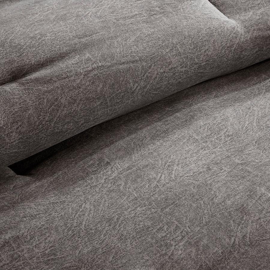 Olliix.com Comforters & Blankets - Boone 7 Piece Faux Suede Comforter Set Gray Queen