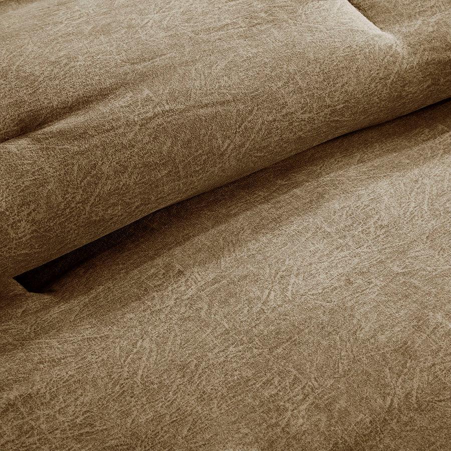 Olliix.com Comforters & Blankets - Boone Casual 7 Piece Faux Suede Comforter Set Brown Queen