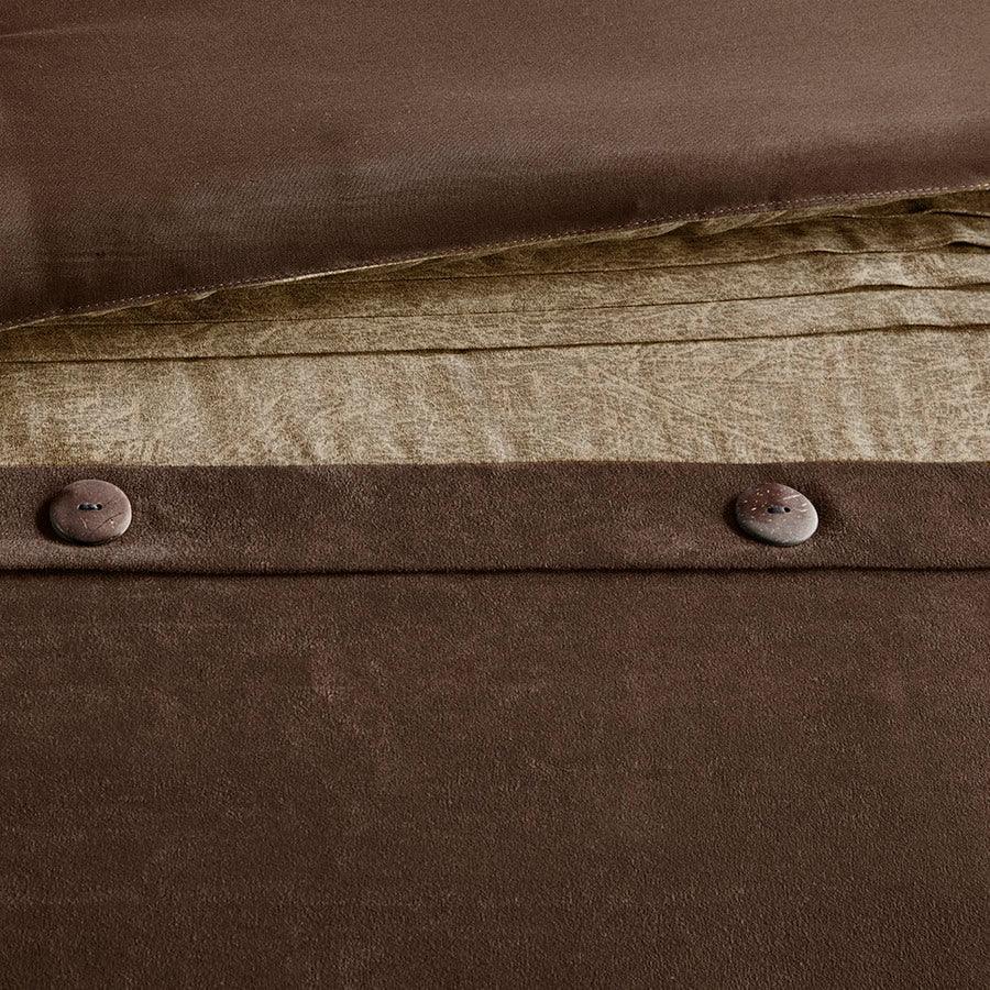 Olliix.com Comforters & Blankets - Boone Casual 7 Piece Faux Suede Comforter Set Brown Queen