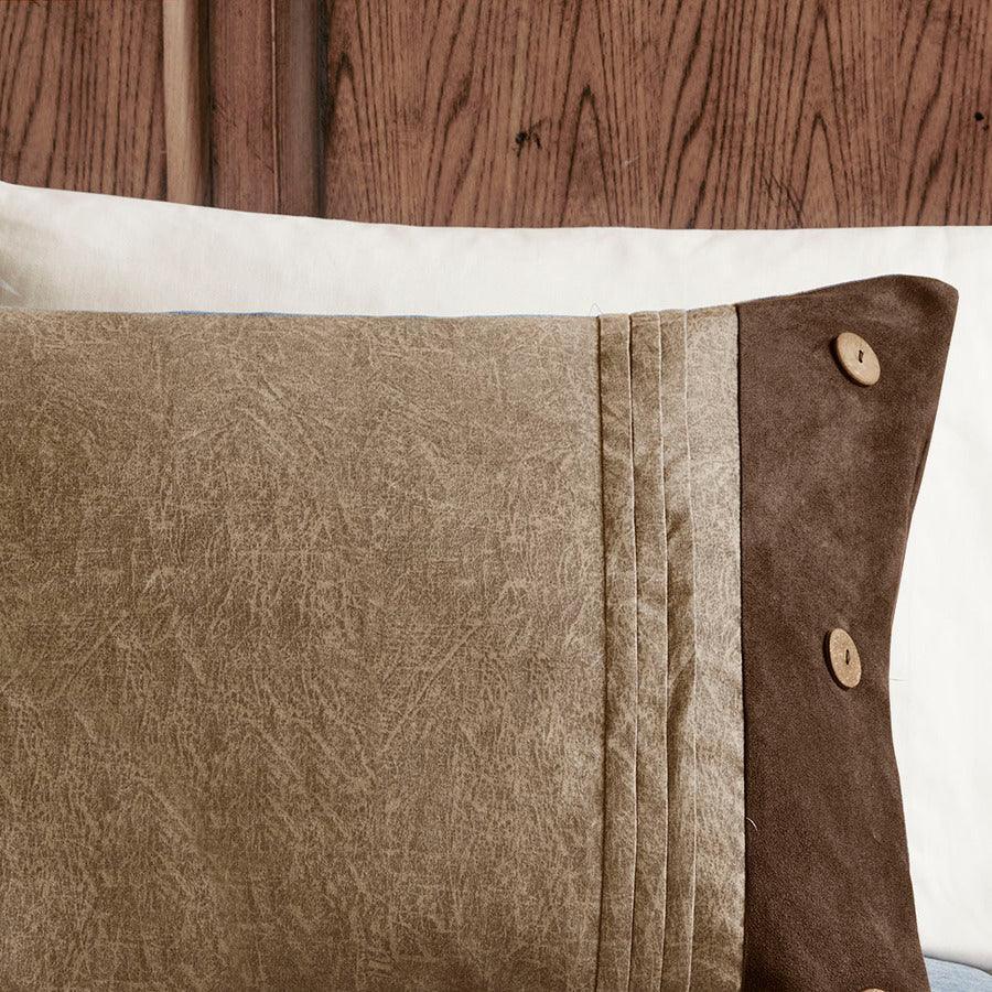 Olliix.com Comforters & Blankets - Boone Casual 7 Piece Faux Suede Comforter Set Brown Queen
