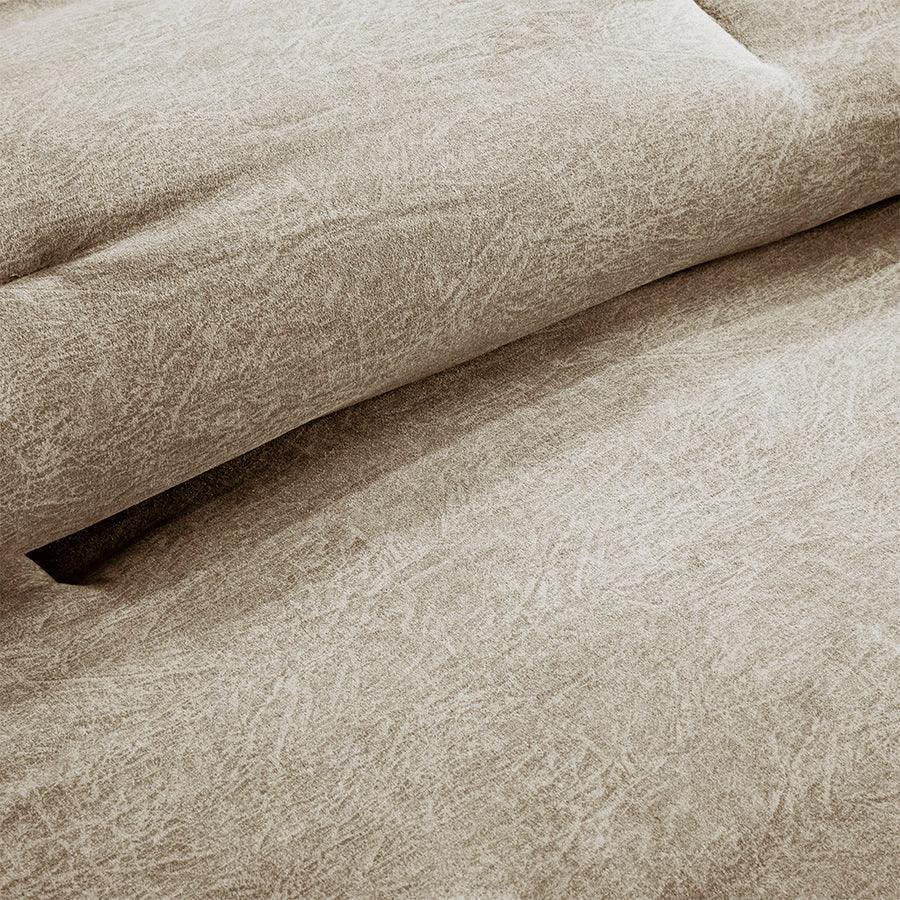 Olliix.com Comforters & Blankets - Boone Casual 7 Piece Faux Suede Comforter Set Tan Queen