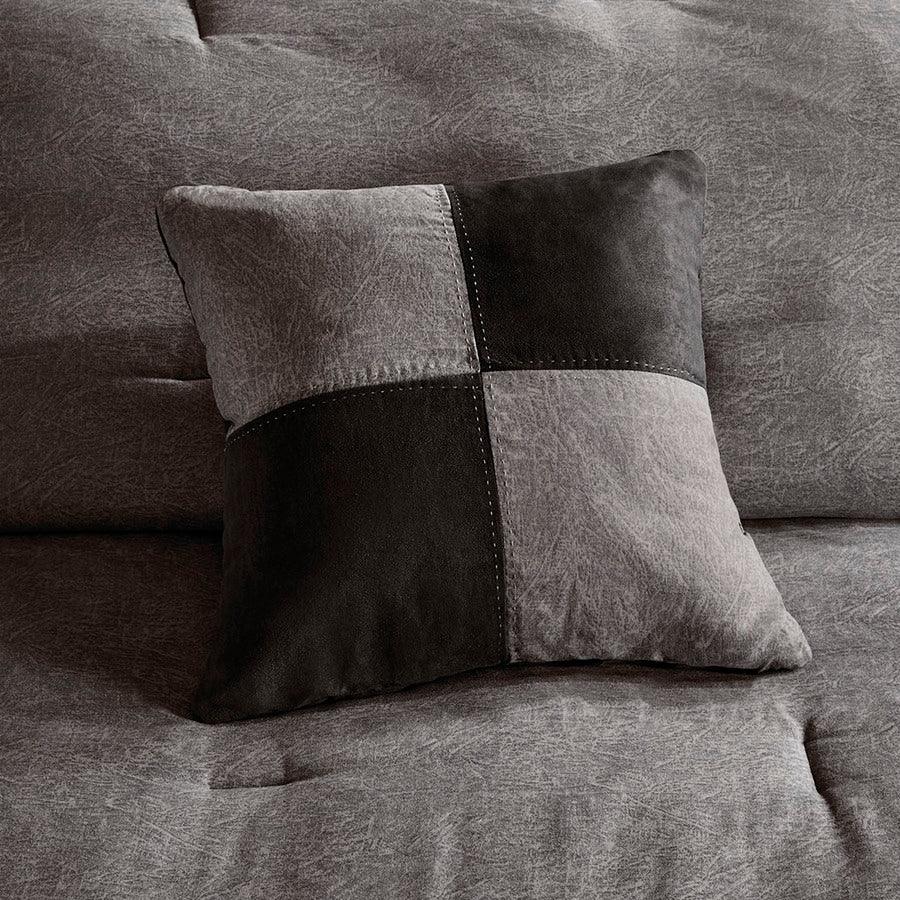 Olliix.com Comforters & Blankets - Boone Traditional 7 Piece Faux Suede Comforter Set Gray King