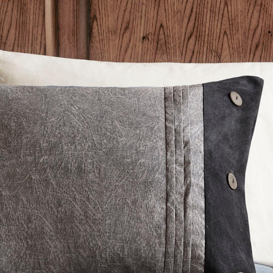 Olliix.com Comforters & Blankets - Boone Traditional 7 Piece Faux Suede Comforter Set Gray King
