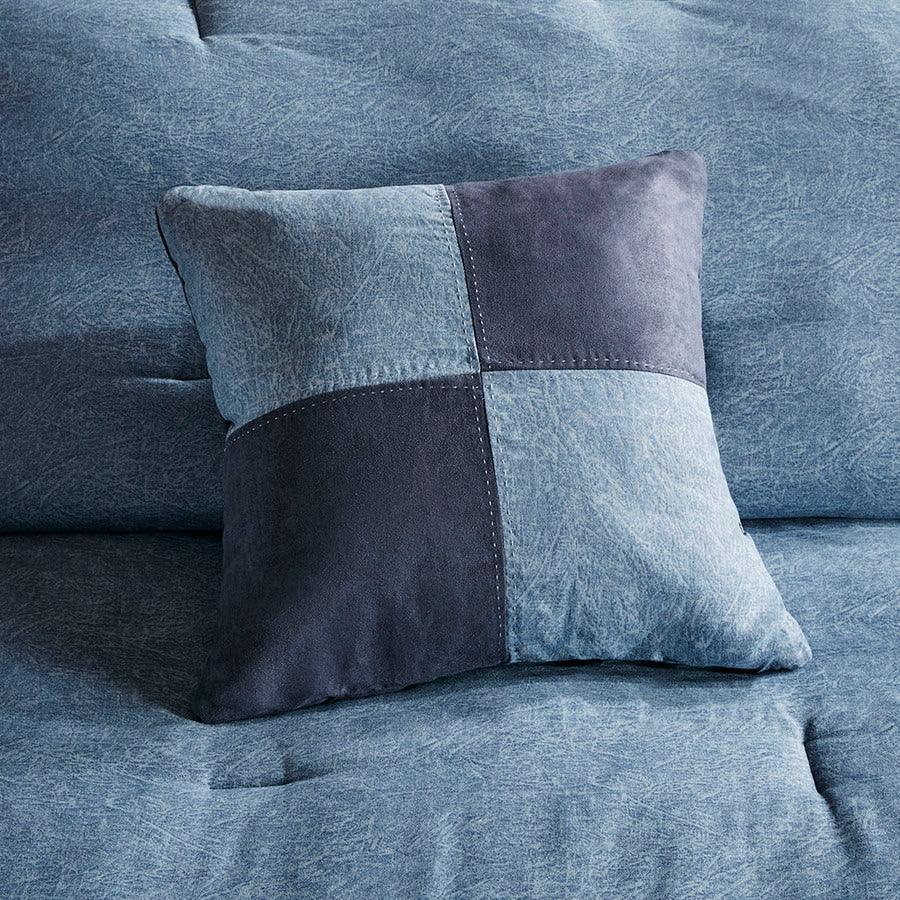 Olliix.com Comforters & Blankets - Boone Transitional 7 Piece Faux Suede Comforter Set Dark Navy Cal King
