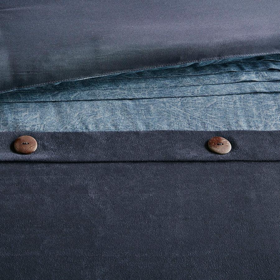 Olliix.com Comforters & Blankets - Boone Transitional 7 Piece Faux Suede Comforter Set Dark Navy Cal King