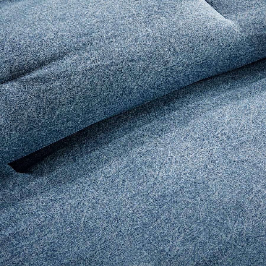 Olliix.com Comforters & Blankets - Boone Transitional 7 Piece Faux Suede Comforter Set Dark Navy Cal King