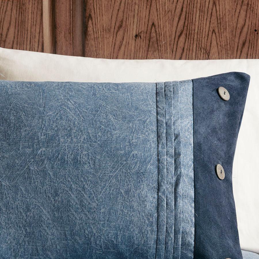 Olliix.com Comforters & Blankets - Boone Transitional 7 Piece Faux Suede Comforter Set Dark Navy Cal King