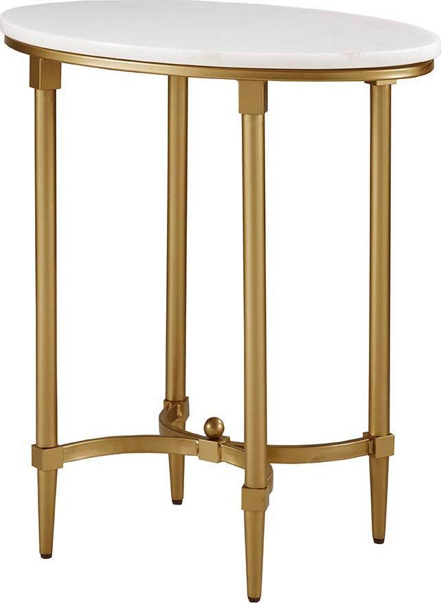 Olliix.com Side & End Tables - Bordeaux Traditional End Table 22.5"Wx14.5"Dx24.625"H White & Gold