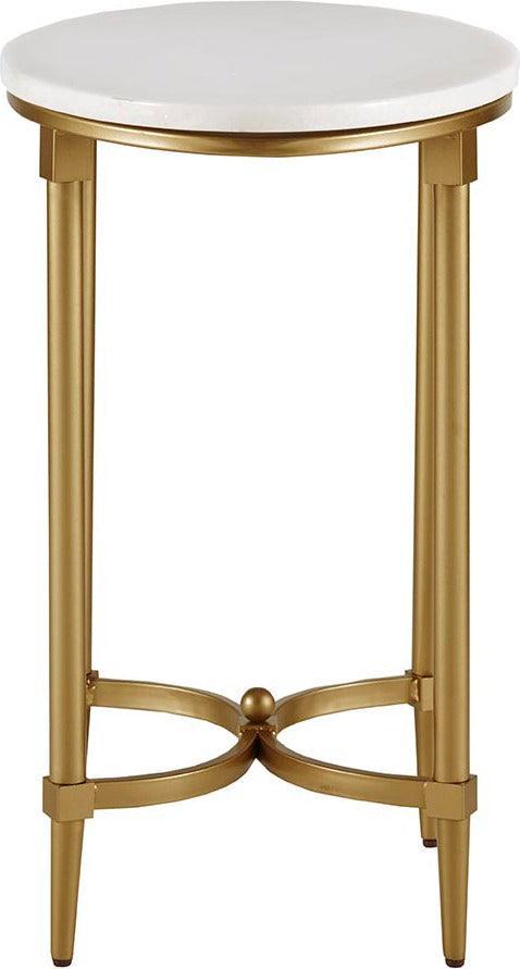 Olliix.com Side & End Tables - Bordeaux Traditional End Table 22.5"Wx14.5"Dx24.625"H White & Gold
