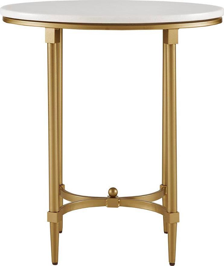 Olliix.com Side & End Tables - Bordeaux Traditional End Table 22.5"Wx14.5"Dx24.625"H White & Gold