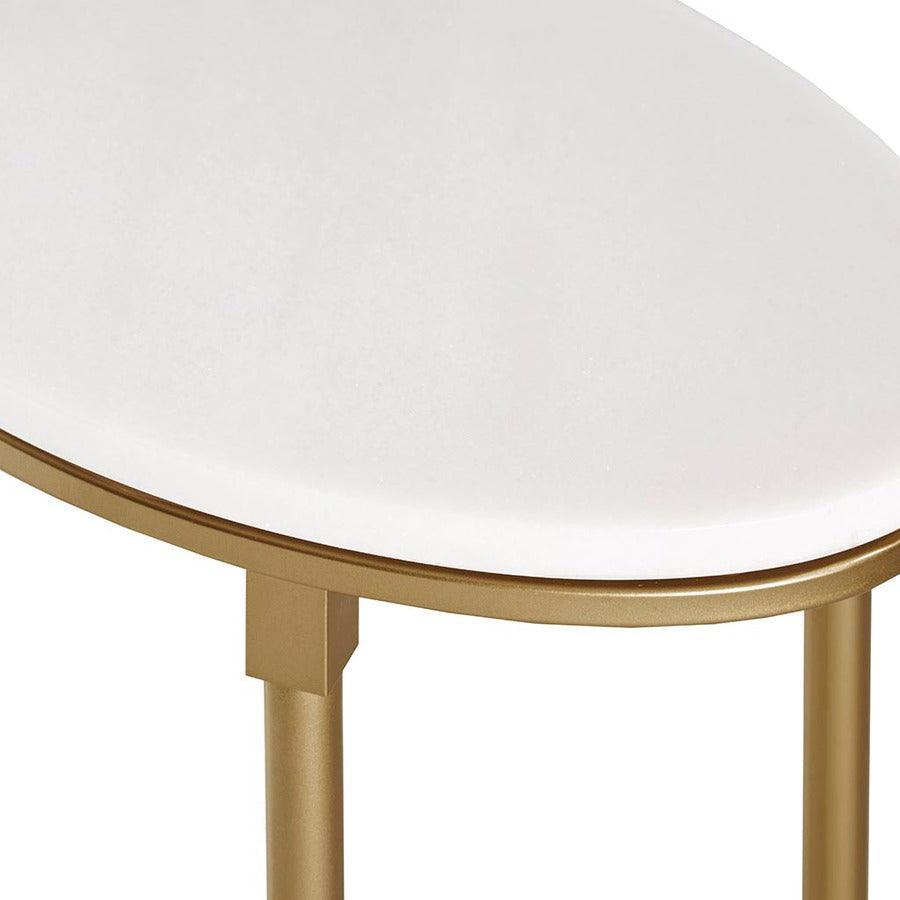 Olliix.com Side & End Tables - Bordeaux Traditional End Table 22.5"Wx14.5"Dx24.625"H White & Gold