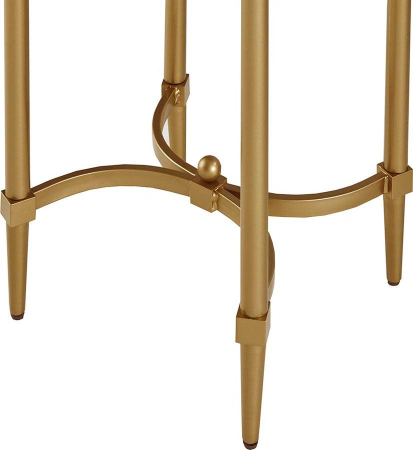 Olliix.com Side & End Tables - Bordeaux Traditional End Table 22.5"Wx14.5"Dx24.625"H White & Gold