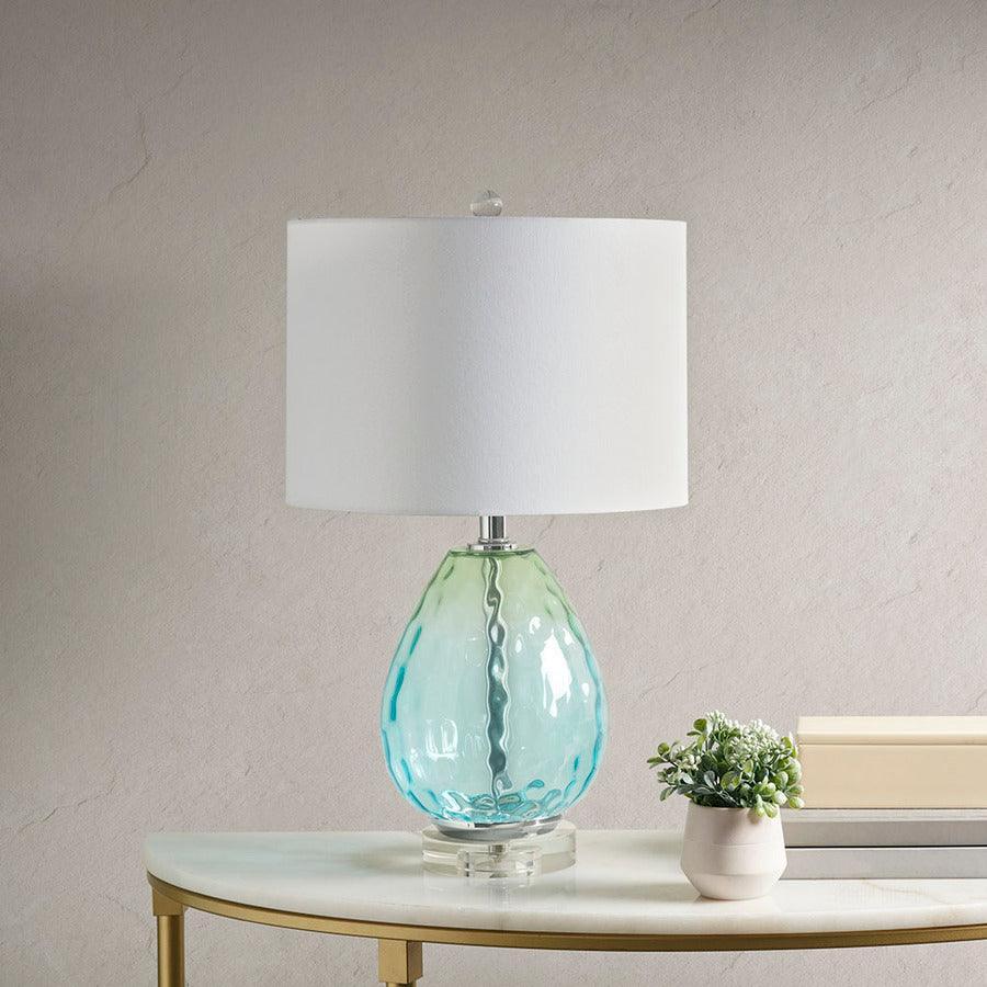 Olliix.com Table Lamps - Borel Modern/Contemporary Table Lamp 14"Lx14"Wx23.5"H Blue