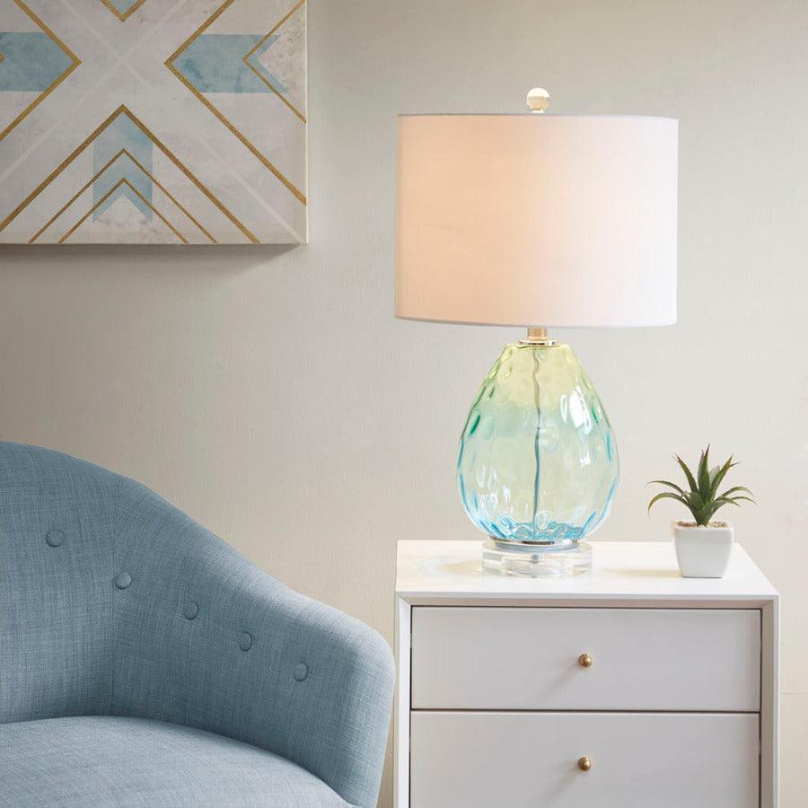 Olliix.com Table Lamps - Borel Modern/Contemporary Table Lamp 14"Lx14"Wx23.5"H Blue