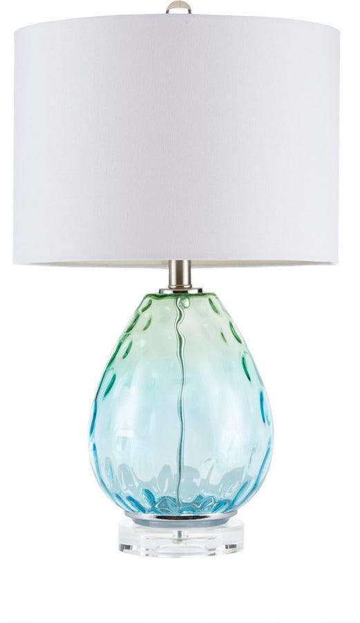 Olliix.com Table Lamps - Borel Modern/Contemporary Table Lamp 14"Lx14"Wx23.5"H Blue