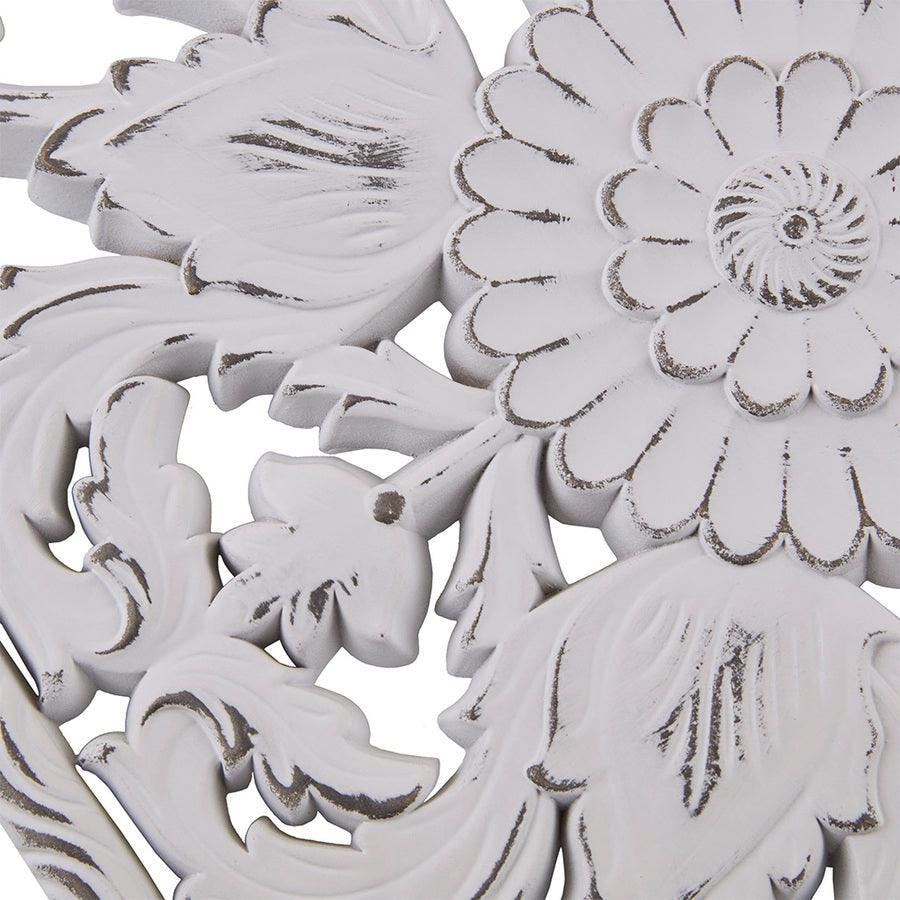 Olliix.com Wall Art - Botanical Panel Carved Wall Decor 2 Piece Set White