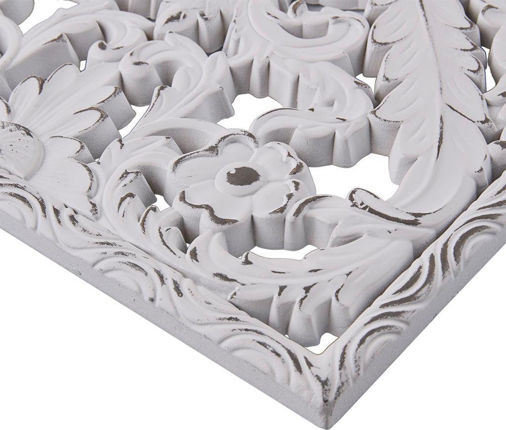 Olliix.com Wall Art - Botanical Panel Carved Wall Decor 2 Piece Set White