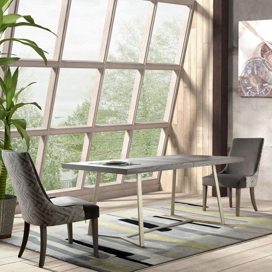 Olliix.com Dining Tables - Boulder Transitional Dining Table 74"W x 36"D x 30"H Light Gray