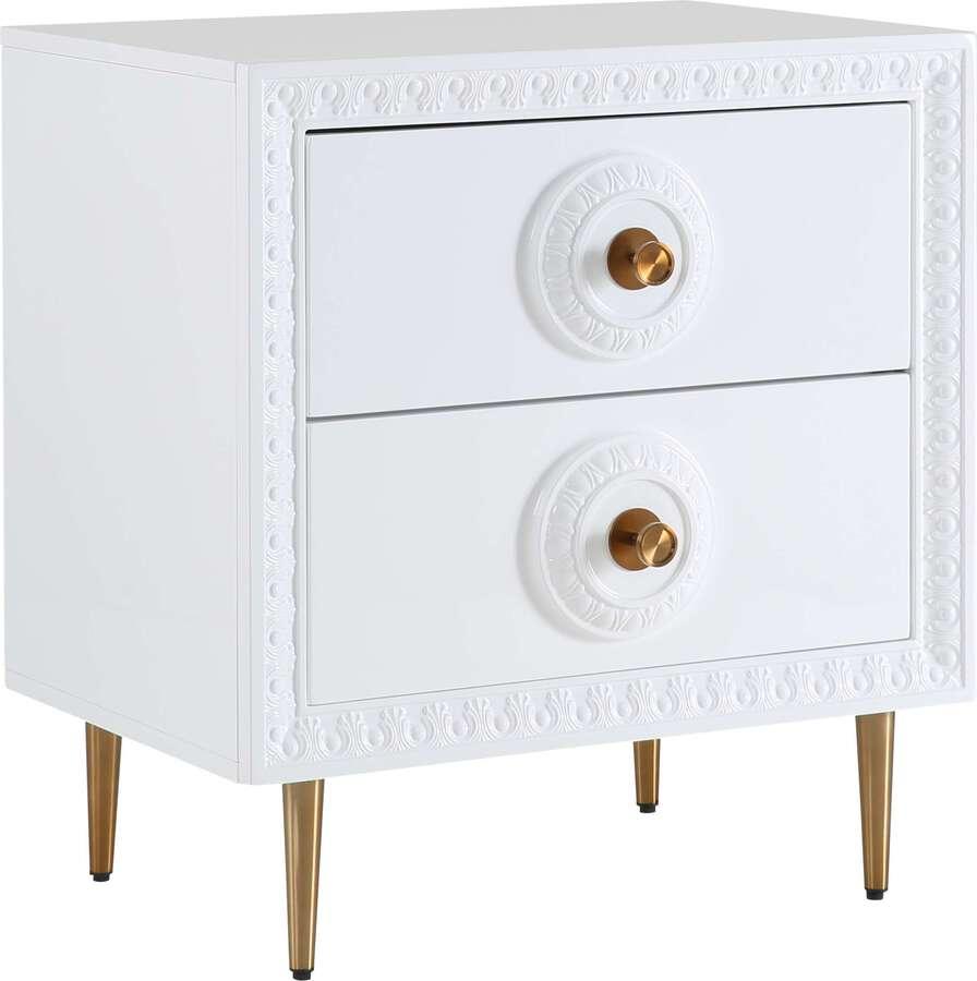 Tov Furniture Nightstands & Side Tables - Bovey White Lacquer Side Table