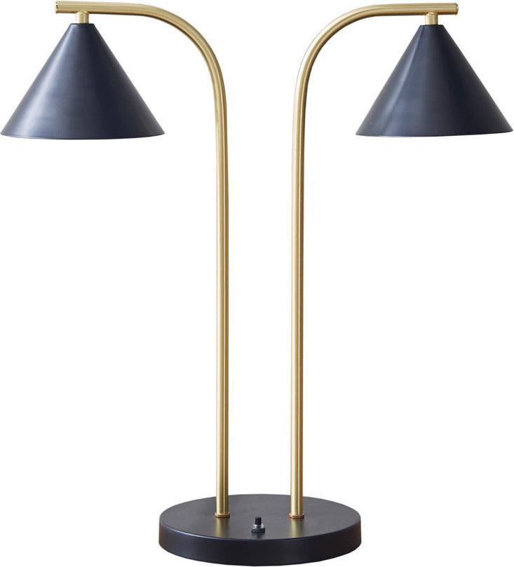 Olliix.com Table Lamps - Bower Table Lamp With Two Lights Black Base & Black Shade