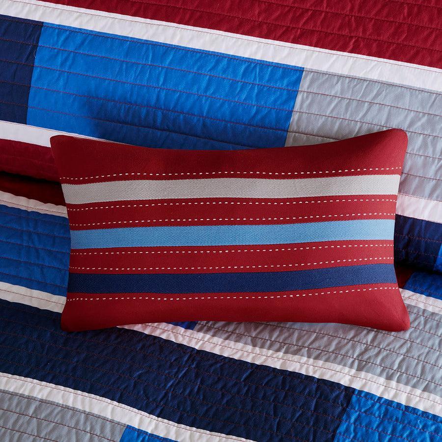 Olliix.com Comforters & Blankets - Bradley Twin/Twin XL Reversible Coverlet Set Navy & Red