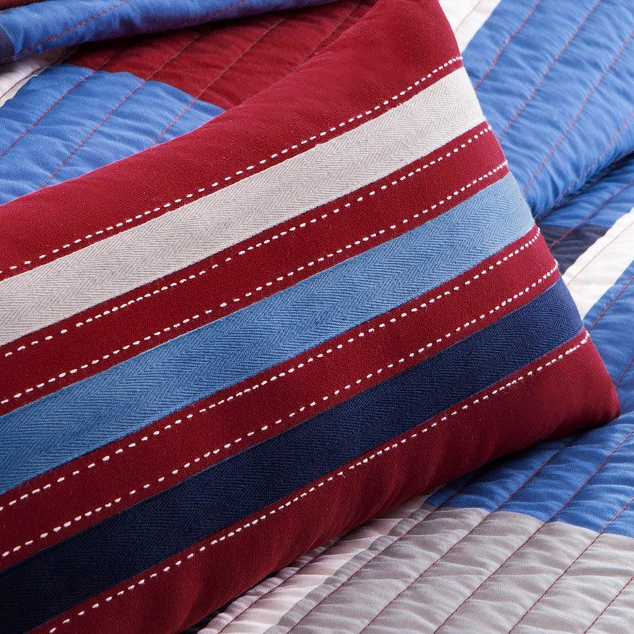 Olliix.com Comforters & Blankets - Bradley Twin/Twin XL Reversible Coverlet Set Navy & Red