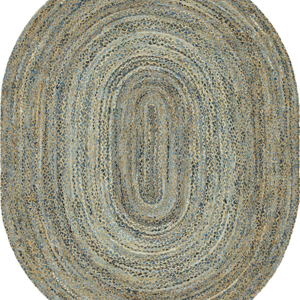 Shop Braided Chindi Abstract Oval 8x10 Oval Rug Blue & Tan, Indoor Rugs