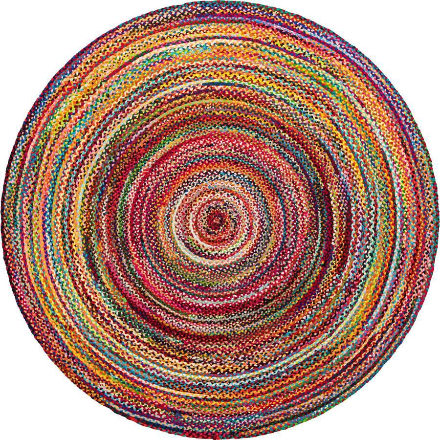 Unique Loom Indoor Rugs - Braided Chindi Comfort 10 Ft Round Round Rug Multi