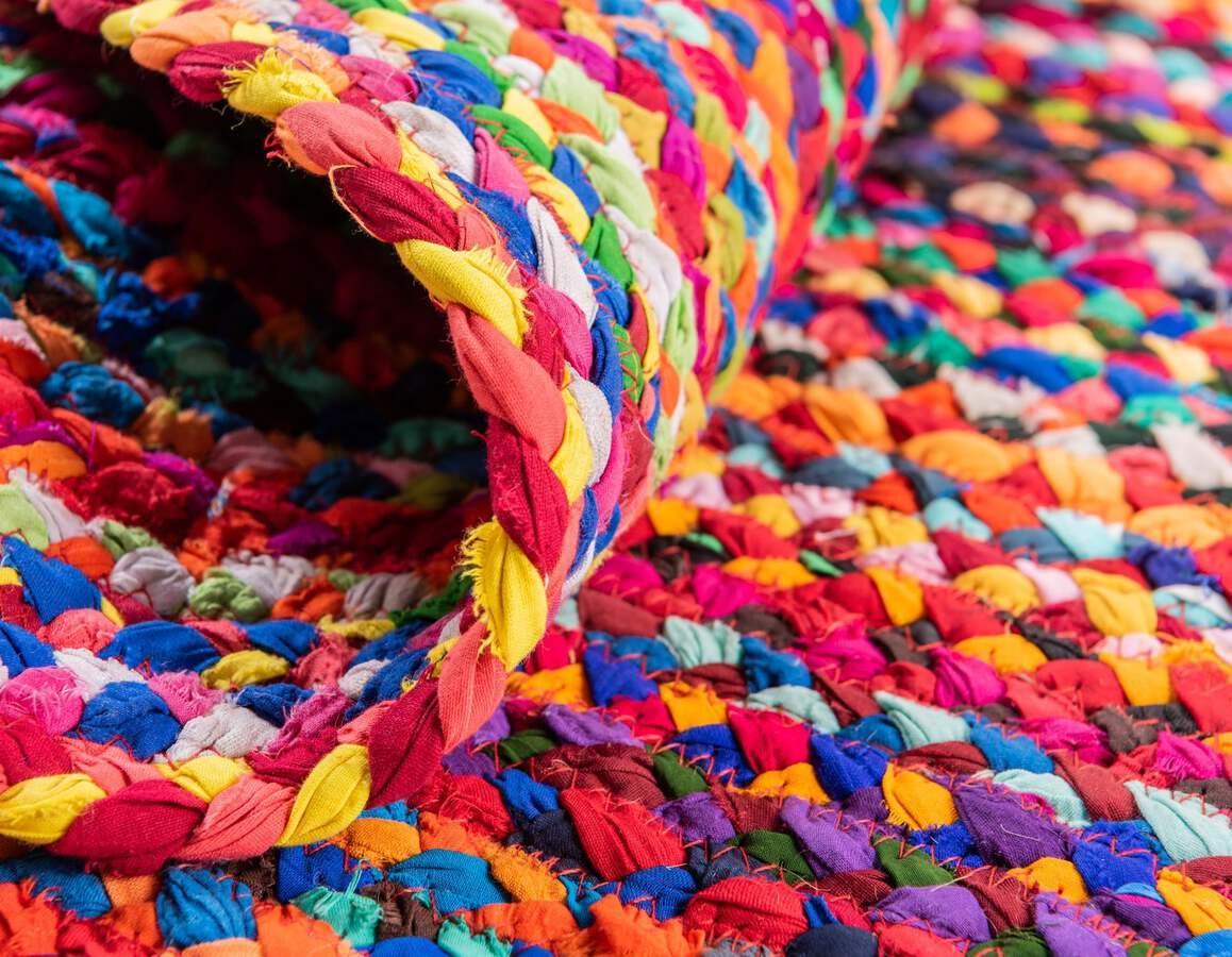 Unique Loom Indoor Rugs - Braided Chindi Comfort 10 Ft Round Round Rug Multi