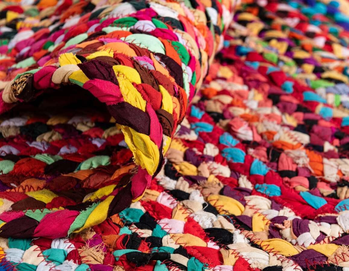 Unique Loom Indoor Rugs - Braided Chindi Comfort 10 Ft Round Round Rug Multi