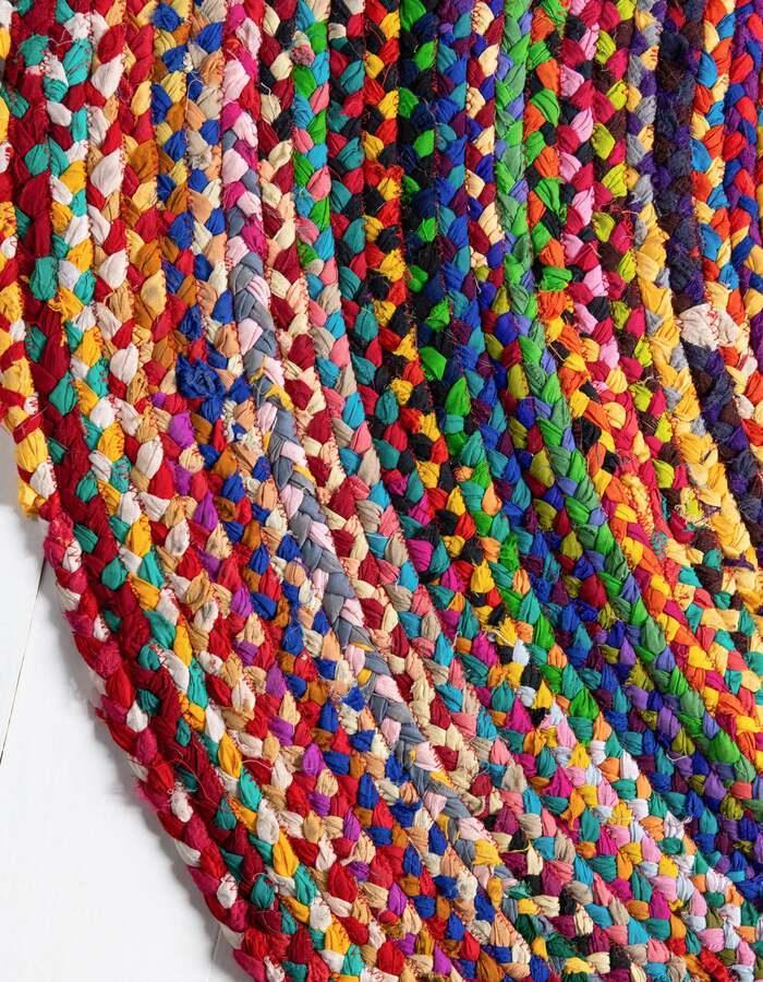 Unique Loom Indoor Rugs - Braided Chindi Comfort 10 Ft Round Round Rug Multi