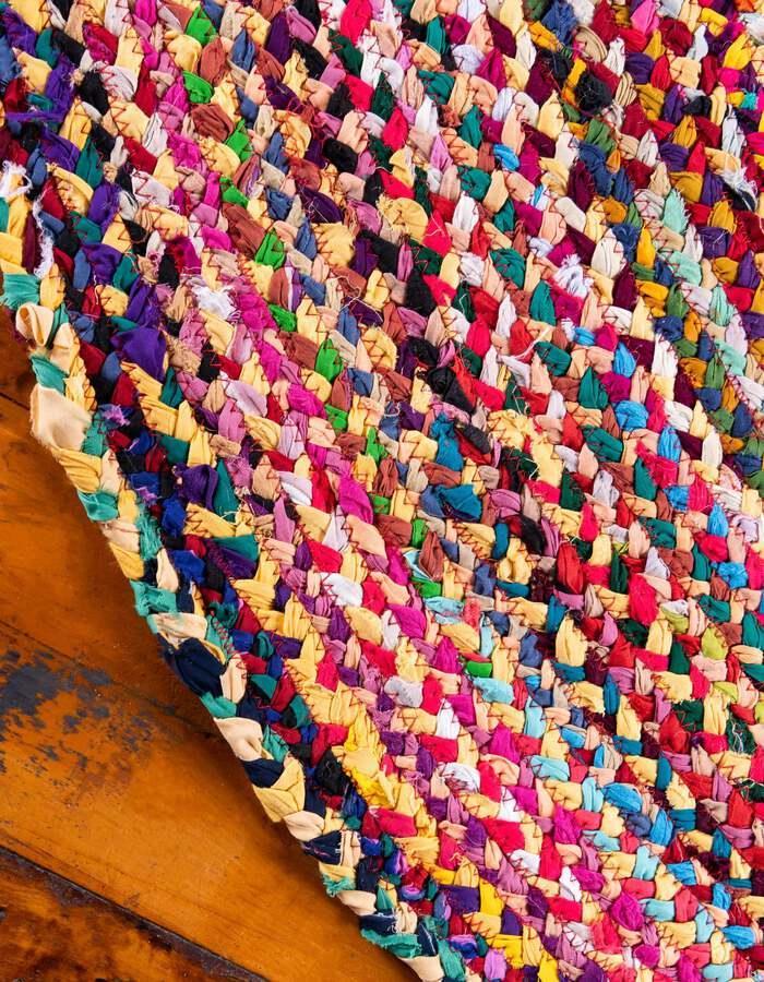 Unique Loom Indoor Rugs - Braided Chindi Comfort 10 Ft Round Round Rug Multi