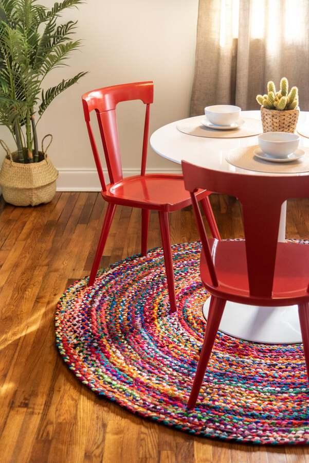 Unique Loom Indoor Rugs - Braided Chindi Comfort 10 Ft Round Round Rug Multi
