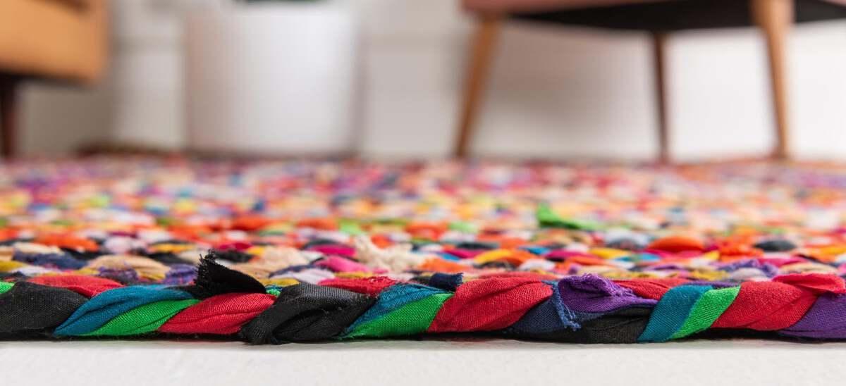 Unique Loom Indoor Rugs - Braided Chindi Comfort 10 Ft Square Square Rug Multi