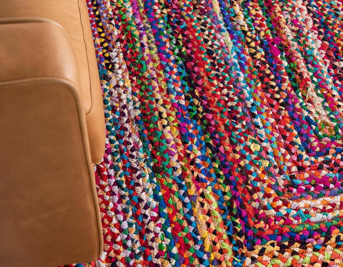 Unique Loom Indoor Rugs - Braided Chindi Comfort 10 Ft Square Square Rug Multi