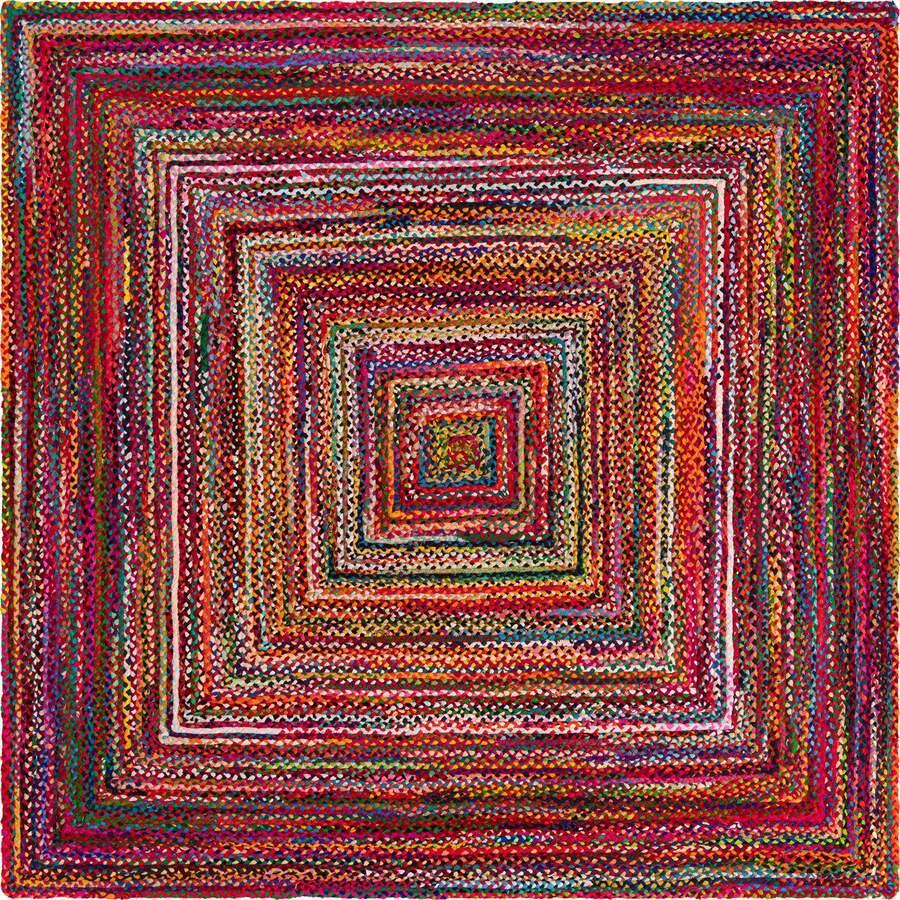 Unique Loom Indoor Rugs - Braided Chindi Comfort 10 Ft Square Square Rug Multi