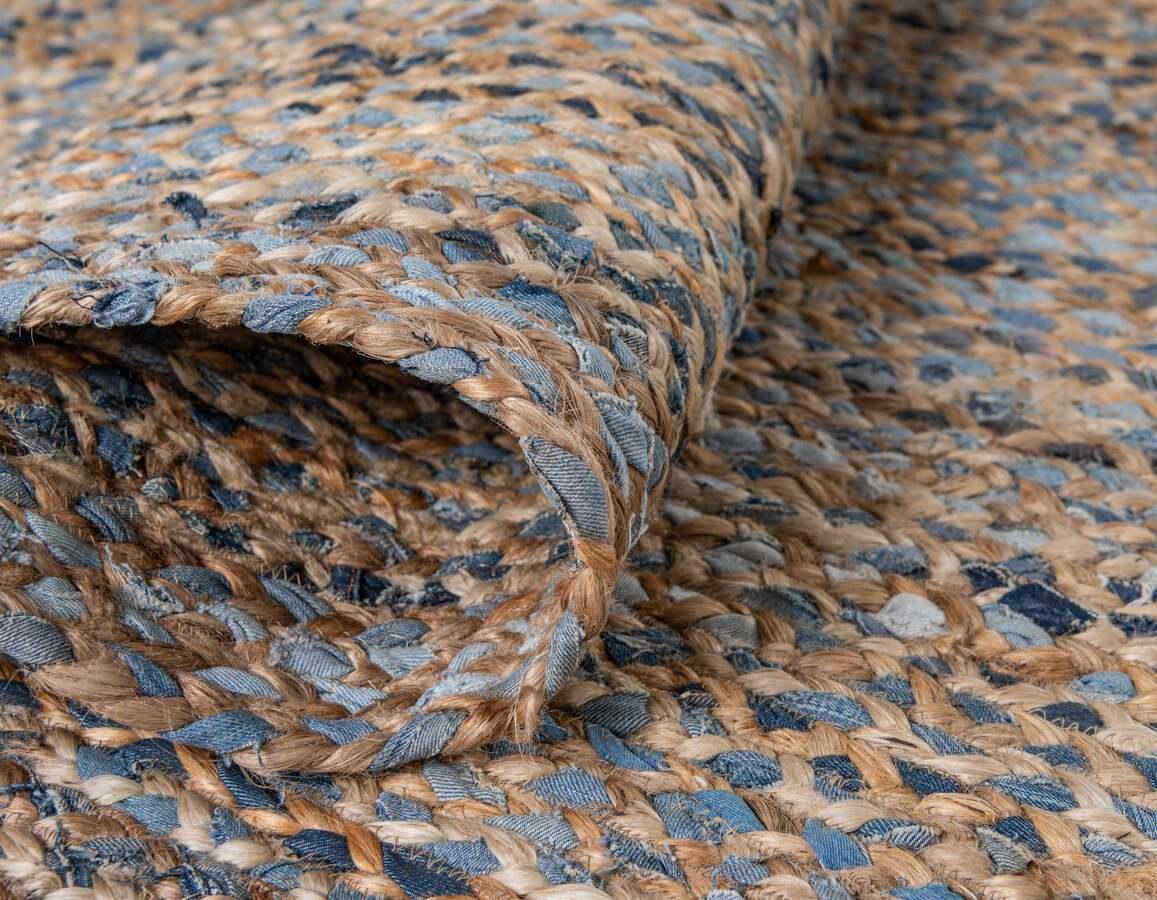 Unique Loom Indoor Rugs - Braided Chindi Comfort 10x13 Rectangular Rug Blue