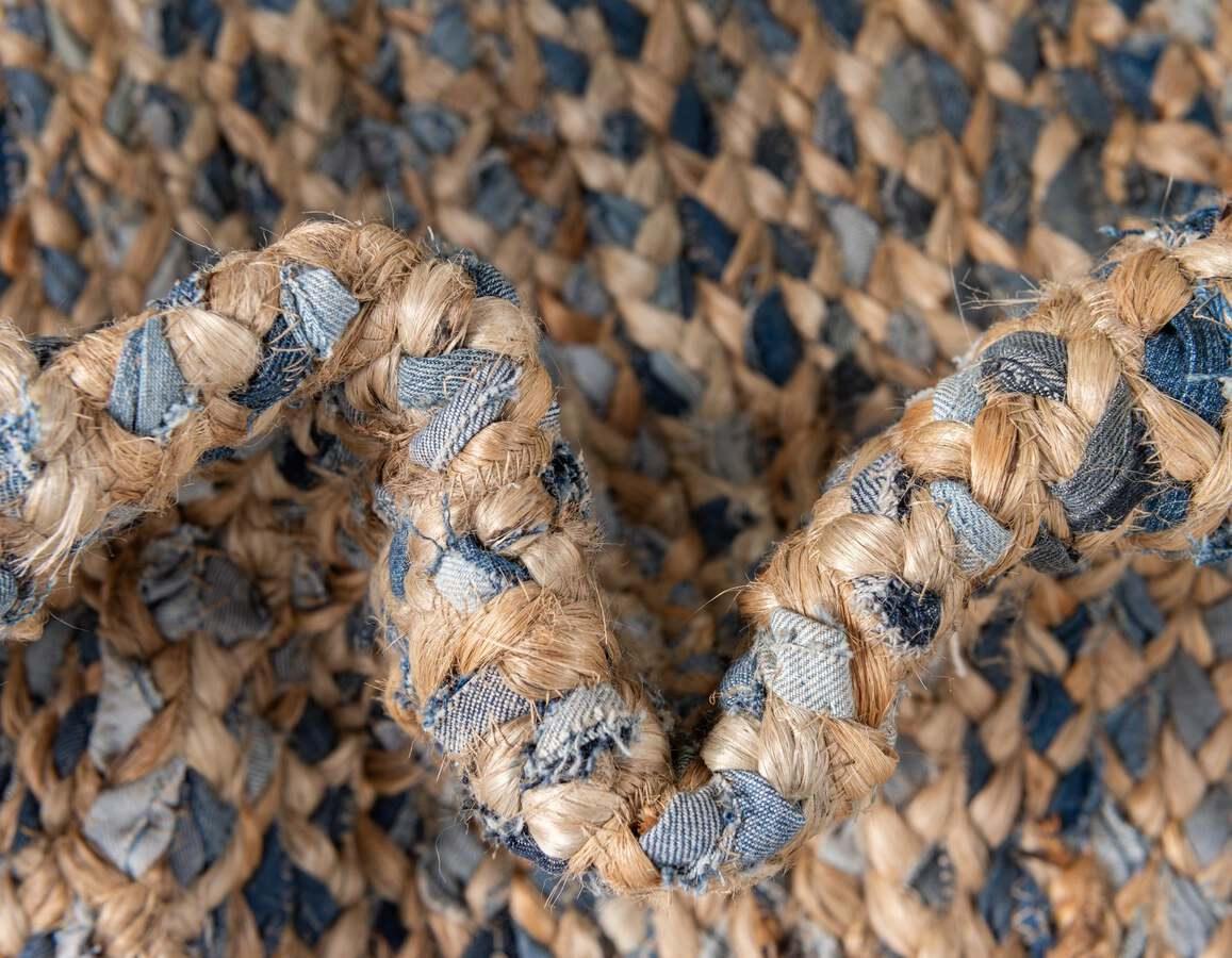 Unique Loom Indoor Rugs - Braided Chindi Comfort 10x13 Rectangular Rug Blue