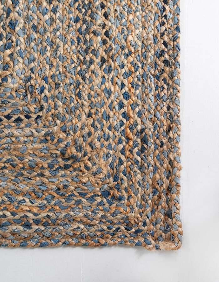 Unique Loom Indoor Rugs - Braided Chindi Comfort 10x13 Rectangular Rug Blue