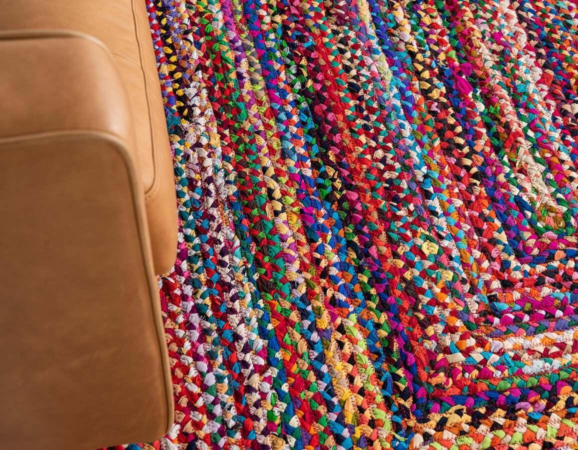 Unique Loom Indoor Rugs - Braided Chindi Comfort 10x14 Rectangular Rug Multi